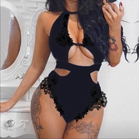 Halter sleeveless mesh lace bodysuit NWOT - Picture 2 of 8